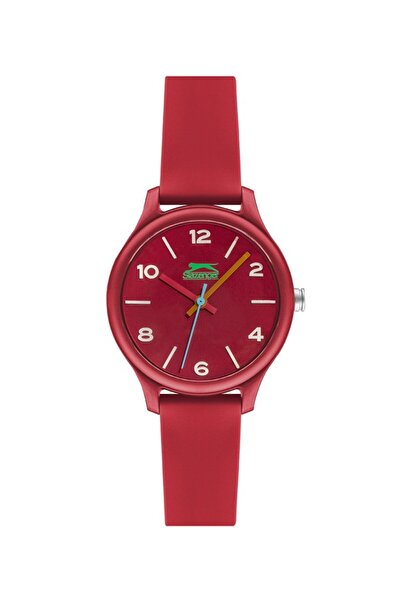 Slazenger ساعة يد نسائية SL.09.1912.3.04 بسوار سيليكون مقاوم للماء حتى 3 ضغط جوي باللون الأحمر