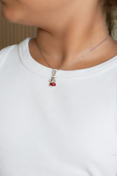 So CHIC... İskoçyalı 18 Ayar Beyaz Altın Kaplama 33 Cm Gümüş Çocuk Kolye