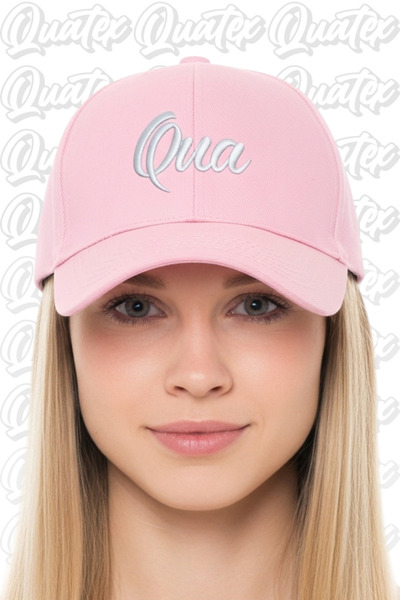 QUATEX قبعة Qua مطرزة – وردي 100% قطن جبردين موديل للجنسين