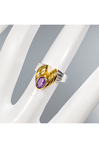FashionBijoux Bicolor 925 Silver Ring with Amethyst