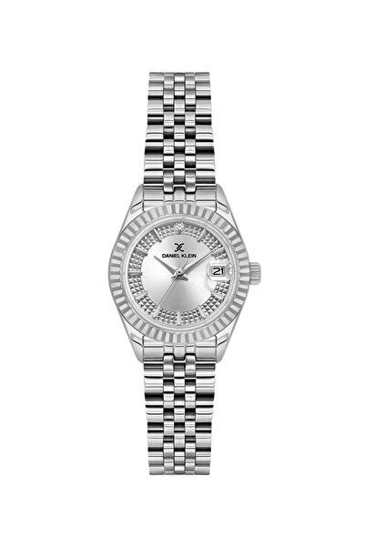Daniel Klein Dke.1.10747-1 Curved Calendar Stone Design 3 Atm Water Resistant Metallic Color Women's Wristwatch