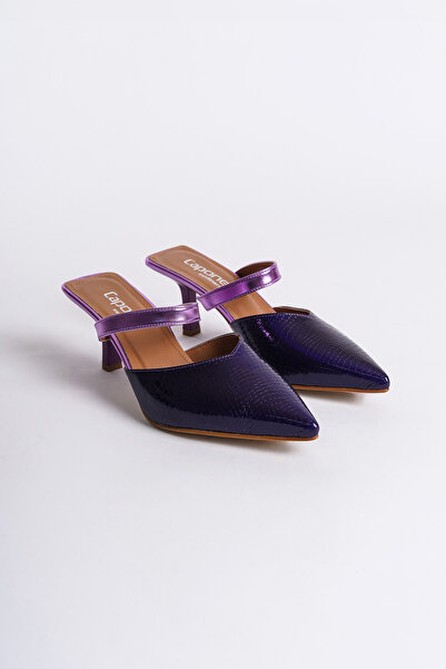 Capone Outfitters Women's Heeled Single Strap Purple Slippers