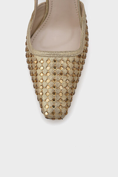 Capone Outfitters Sandi Arkası Açık Küt Burunlu Taşlı Orta Topuklu Kadın Ayakkabı