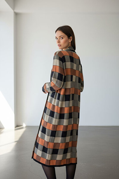 ENDAMIM Cardigan Long Knitwear Button Detail Without Closure