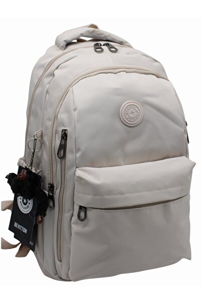 Bevitton Rucsac de școală zilnic cu mai multe compartimente Geantă de școală unisex din material textil impermeabil 2200 bej