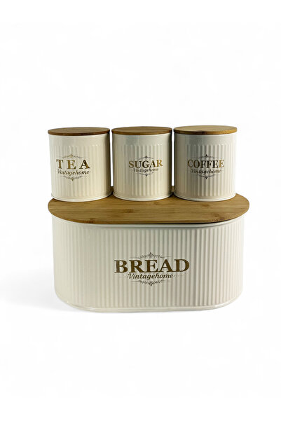 EVSTYLE Metal Bread Bowl and Jar Set with Bamboo Lid