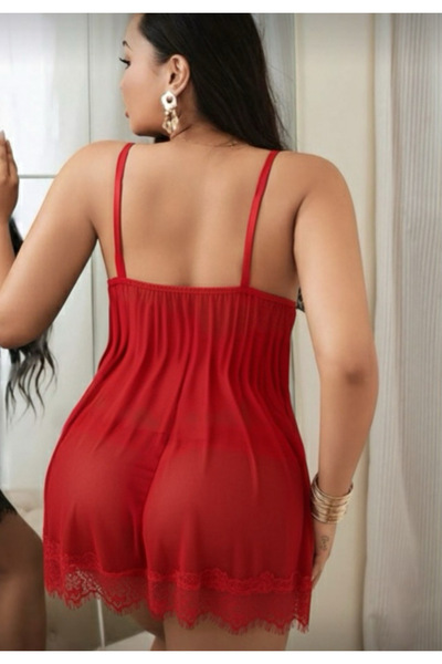 Nathalie Lingerie Cămașă de noapte din tul pentru femei cu dantelă - B-2049