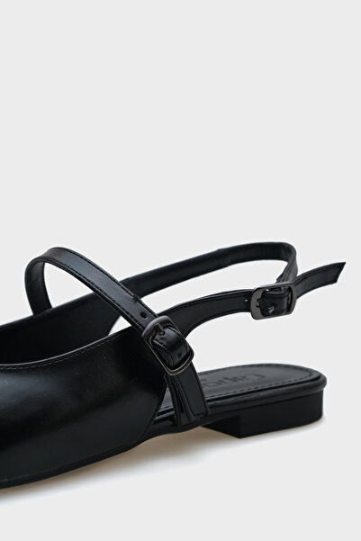 Capone Outfitters Open Back Banded Oval Toe Bow Detailed Women's Ballerinas