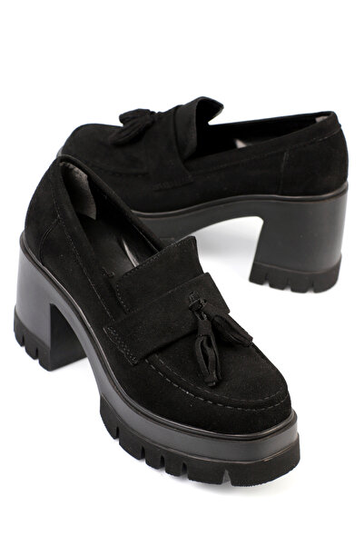 Capone Outfitters Mokasyny damskie na średnim obcasie z okrągłym noskiem i frędzlami