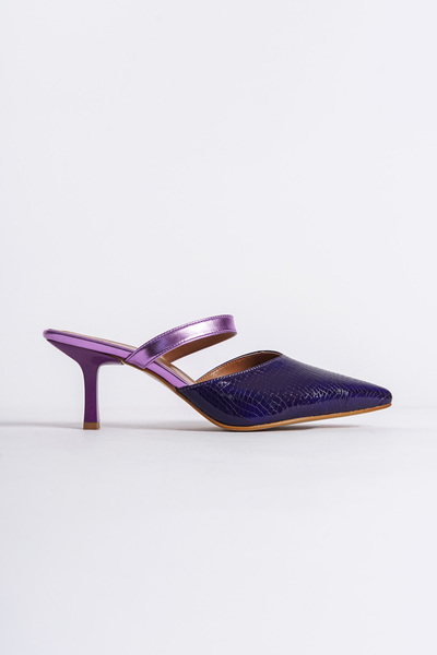 Capone Outfitters Women's Heeled Single Strap Purple Slippers