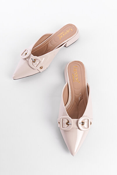 Capone Outfitters Pointed Toe Short Heeled Double Buckle Closed Women's Slippers