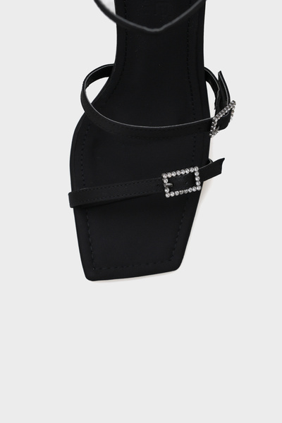 Capone Outfitters Dámské sandály s křišťálovou kamennou přezkou na vysokém podpatku s tupou špičkou