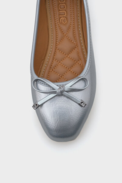 Capone Outfitters Hana Trend ráncos mintás ezüst női balerinák