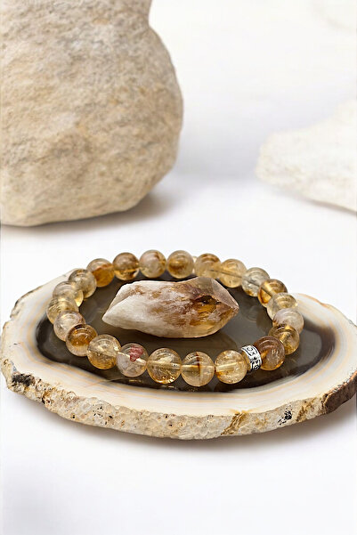 NBS Beautiful Naturel Stones Sitrin (taş Hediyeli ) Para, Bolluk ,bereket ,enerji Gerçek Aa Doğal Taş Bileklik 8 Mm