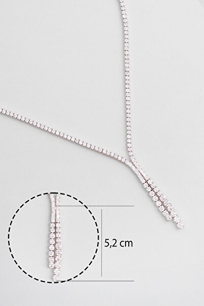 So CHIC... Davet Şıklığı 18 Ayar Beyaz Altın Kaplama Gümüş Su Yolu Gerdanlık