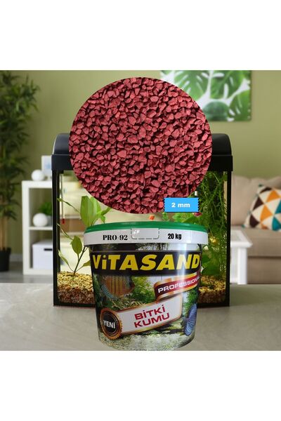Vitasand Pro-92 2mm Kırmızı Akvaryum Ve Bitki Kumu Bitki Toprağı 20 Kg