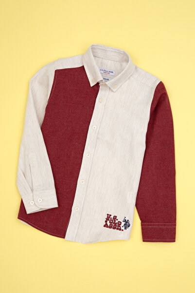 U.S. Polo Assn. Erkek Çocuk Bordo Uzun Kollu Gömlek 50316683-VR177