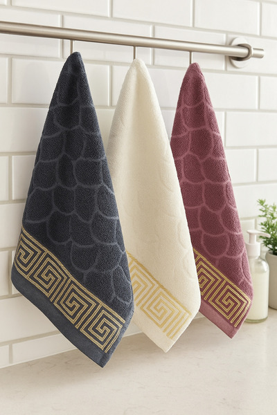 Mokita Home Набір з 3 бамбукових рушників розміром 50x90 см | Весільне приладдя | Рушник для рук і обличчя | Жакардовий |