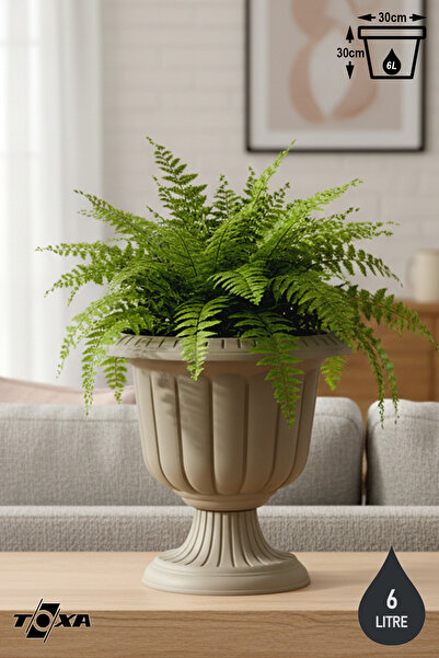 ToXA Nergiz 30cm Ayaklı Deliksiz Saksı Mocha Plastik Çiçek Saksısı