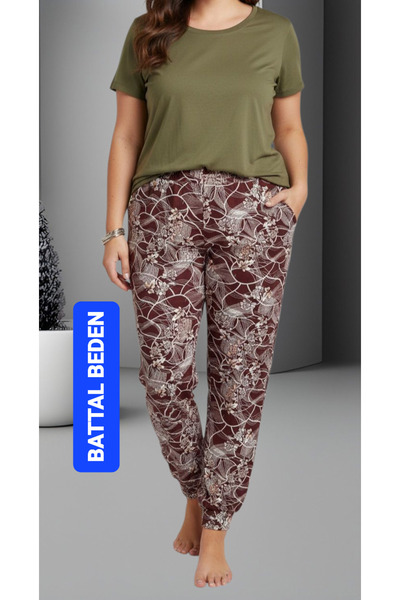 BOYA MODA KADIN BATTAL BÜYÜK BEDEN BEL LASTİKLİ EŞOFMAN PİJAMA ALTI PANTOLON ...