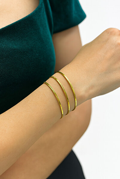 Classybyvega Çöp Bilezik 14K Altın Kaplama 3’lü Bilezik Seti