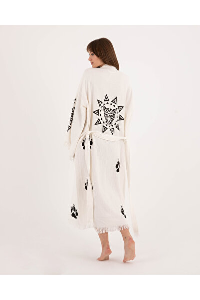 Befera Design Kimono muselină 100% bumbac halat de baie cu imprimeu leopard R...