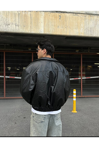 Genel Markalar Yeni Sezon Erkek Oversıze Vıntage Unisex Deri Ceket