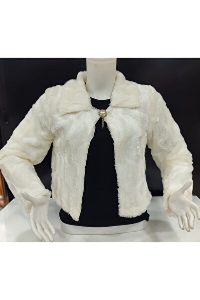 güncüoğlu LINED BROOCH PLUSH FUR BOLERO