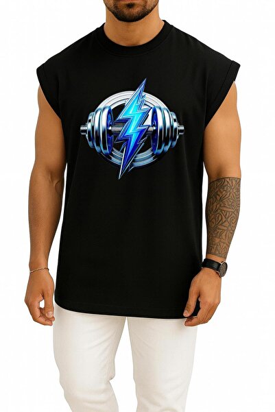 Bahriyeli Collection Oversize Fitness Gym Lights Chest Design Undershirt
