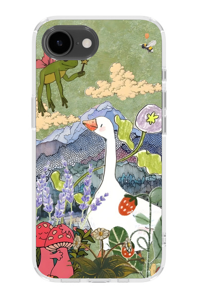 FLAMENKO iPhone 17E Uyumlu Kaz ve Doğa İllüstrasyonu Desenli Şeffaf Telefon K...