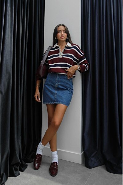 Jose Clothing Pulover scurt maro cu imprimeu leopard din seria One Premium