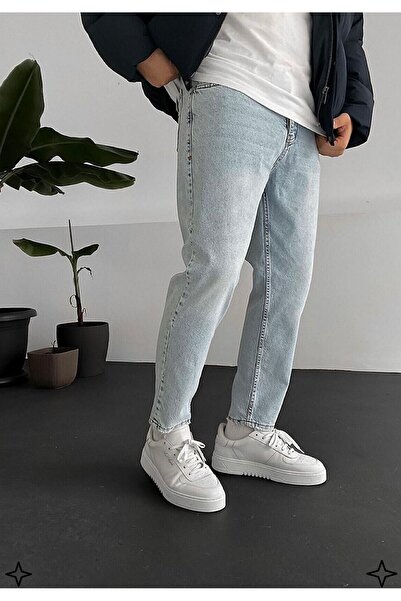 wamoss Kışlık Erkek Boyfriend Asit Yıkamalı Mavi Pantolon