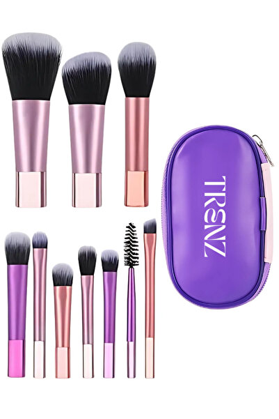 TRENZ مجموعة فرش مكياج (اون ذا قو) تحتوي على عشرة فرش مكياج بالإضافة الى حقيبة للمجموعة - S06