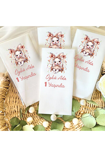 Lion Baskı ve Organizasyon Doğum günü konsept tavşanlı baskılı Peçete 20 Adet