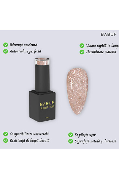 BABUF Baze Rubber Glitter Baza Rubber | Dusty Diamond | RBG 1 | 15 ml