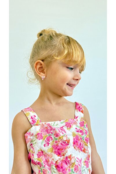 LITTLELUXE Zirkon Taşlı Minnie Mouse 925 Ayar Gümüş Kız Bebek Küpesi, Kız Çocuk Gümüş Küpe, Gümüş Çocuk Küpesi