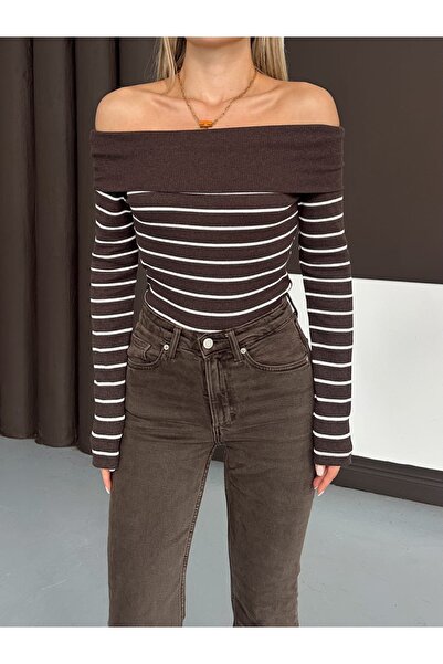 albaroda Γυναικεία ριγέ μπλούζα με γιακά Madonna