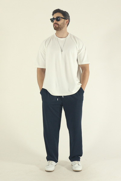 EydaMoon Ανδρικό μπλε φαρδύ φούτερ με φαρδύ πόδι