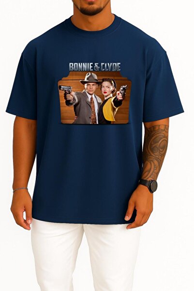 Bahriyeli Collection Tricou unisex cu design pentru piept Bonnie & Clyde supr...