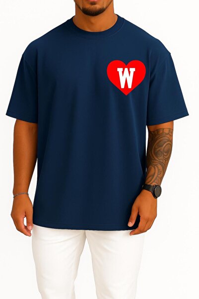 Bahriyeli Collection supradimensionat Tricou unisex cu design cu buzunar cu l...