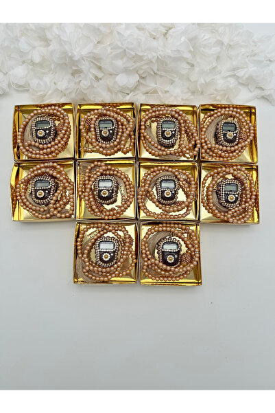 lenagiftworkshop طقم هدية حج وعمرة 10 قطع من حجر الذهب زكيرماتيك وتسبيح في صندوق