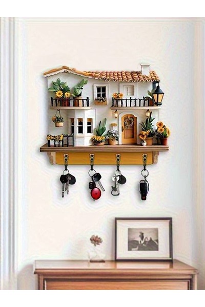 YALOVA SHOP 2D Dekoratif Ahşap Anahtar Askılığı Modern Ve Şirin Görünümlü Anahtarlık (20 x 30 CM)