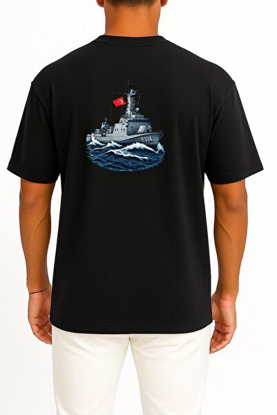 Bahriyeli Collection Oversized P334 Tcg Meltem Hücumbot Unisex T-Shirt with Pocket and Back Design