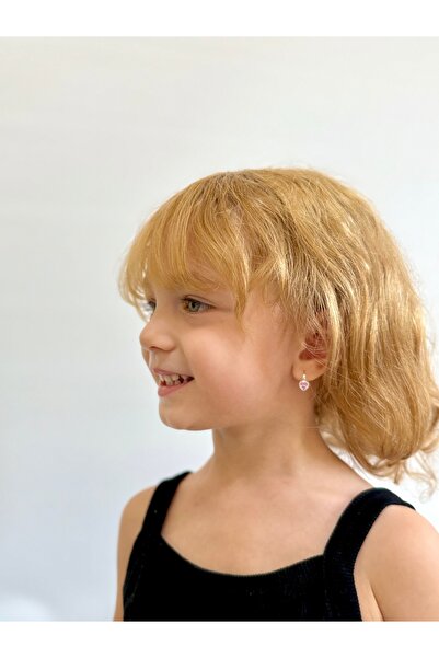 LITTLELUXE Zirkon Taşlı Kalp Gümüş Çocuk Küpe, 925 Ayar Gümüş Kız Çocuk Küpe, Çocuk Gümüş Küpe