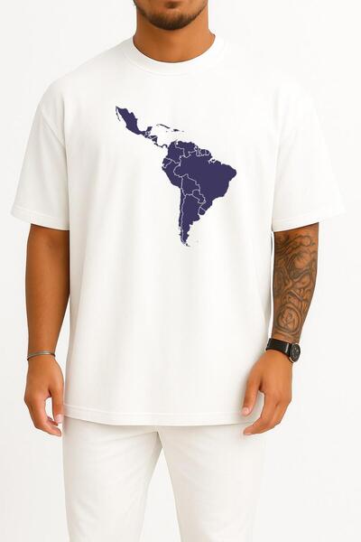 Bahriyeli Collection supradimensionat Harta continentului Africa de Sud cu design pe piept unisex tricou