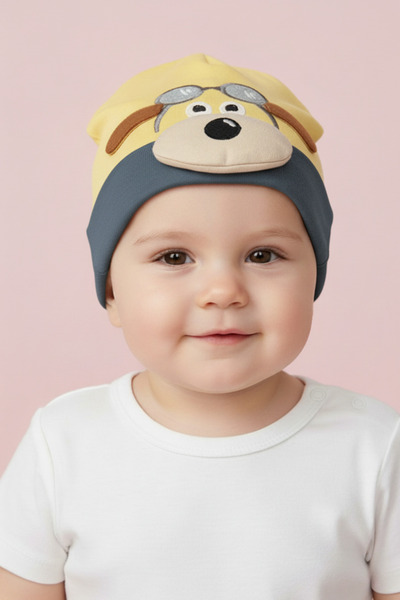 Kayra Sevimli kopek detaylı Mevsimlik Bebek Şapkası