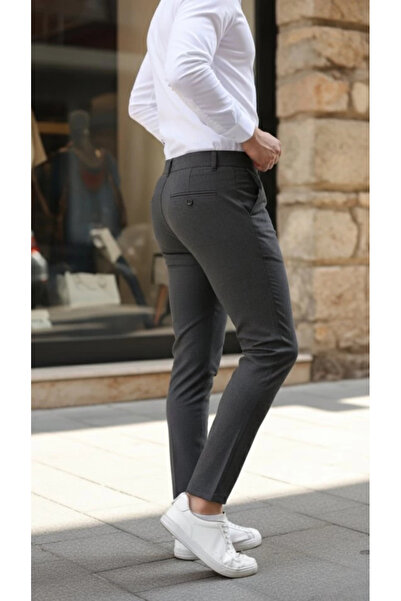 Butik Men's Slim Fit Stretch Fabric Gabardine Trousers