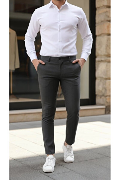 Butik Men's Slim Fit Stretch Fabric Gabardine Trousers