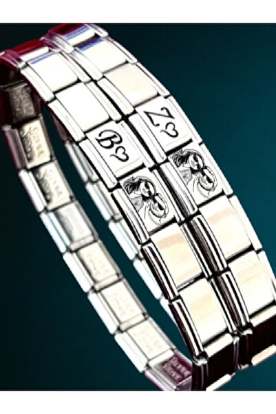 fmaccessoriess Kişiye Özel Resimli Italyan Charm Anı Çelik Çift Bilekliği (2 ADET)Kutulu