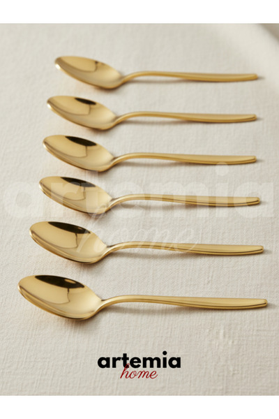 DMR LİFE Gold Dine 6 Adet Tatlı Kaşık (Parlak Gold)